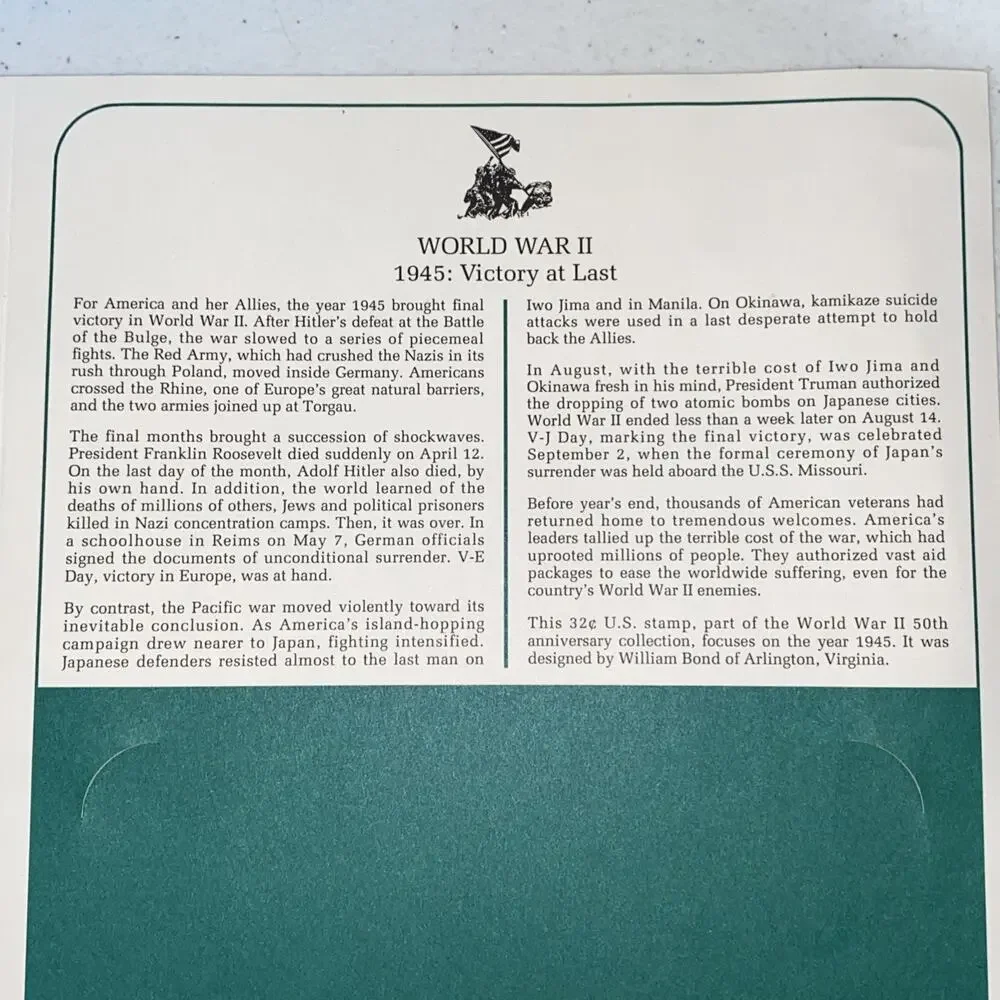 1995 World War II 2 1945: Victory At Last Stamped Envelopes Lot‎ Of 3 32c Stamps